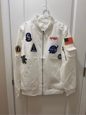 Senlilang NASA Size Large Space Jacket White With Patches Unisex Brand New